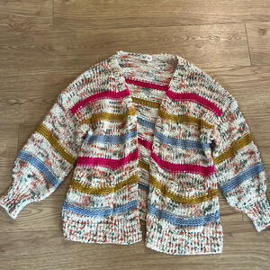 Confetti Knit Cardigan Balloon Sleeves Oversized Medium
